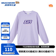 Skechers斯凯奇童装春秋季休闲上衣卫衣运动舒适儿童套头衫L324K078 【加绒款】浅雪青色/00EW 140cm