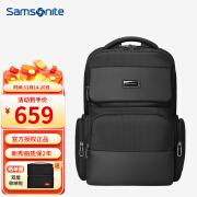 新秀丽（Samsonite）男士双肩包电脑包书包16英寸背包书包大容量日常商务出差旅行包 黑色