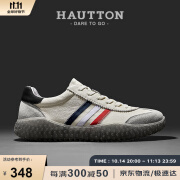 皓顿（HAUT TON）运动休闲鞋子男头层牛皮德迅鞋时尚低帮板鞋 YD350 白色 40