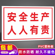 萧以墨建筑工地安全标识牌装修注意安全必须戴安全帽标志施工告示警示牌 安全生产人人有责 40x50cm