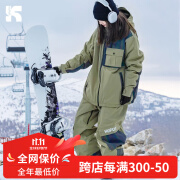 酷峰（kufun）新品滑雪服套装女男款专业小众情侣雪衣雪裤单板双板装备防水款 赛博绿套装 L