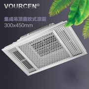 VOURCEN 300x450集成吊顶电风扇嵌入式厨房卫生间吸顶冷风扇凉霸 300X450集成吊顶电风扇(月光银) 300*450mm