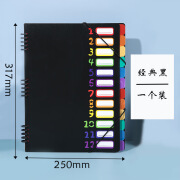 泽佑新款热销12层彩虹分类文件夹收纳册a4线圈页办公资料册档案袋 黑色