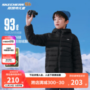 Skechers斯凯奇儿童羽绒服男童女童外套石墨烯蓄热保暖中大童冬装P424K076 碳黑/0018 130cm