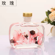 美黛熙永生花无火香薰酒店厕所卫生间熏香香氛扁瓶藤条薰衣草精油 玫瑰 100ML