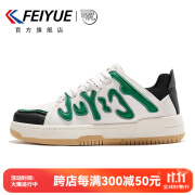 飞跃（Feiyue）官方小白鞋男鞋女鞋厚底百搭休闲德训鞋子舒适情侣款潮流运动板鞋 米/绿 41