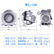 高压漩涡风机鱼塘曝气鼓风机增氧机大功率旋涡式气泵大型增氧风机 120W/单相220V