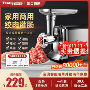 Tenfly绞肉机家用电动灌肠机搅肉机多功能碎肉饺馅机小型商用辣椒蒜蓉机大功率绞肉机 拉丝银 350W 标配双刀片 入门级推荐