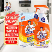 威猛先生（Mr Muscle）油污清洁剂 厨房重油污净 油烟净清洗抽油烟机 强效去除油渍污垢 455g瓶装+420g袋装