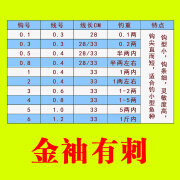 金袖无刺有刺钓成品子线双钩0.3 0.5微物0.1号白条麦穗绑好小鱼钩 金袖有刺 1号