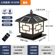 康密怡玲太阳能柱头灯庭院别墅大门柱灯户外防水围墙围栏灯两用柱子灯 18.5cm黑色(两只装)太阳能款