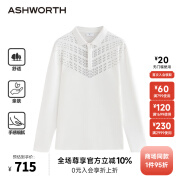 ASHWORTH[桑蚕丝]polo长袖T恤男装雅狮威秋季休闲高尔夫运动翻领印花T恤 WT-白色 L