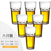 卓画6只装 八角玻璃厚实水杯果汁杯大容量470ML 家用 KTV 酒吧啤酒杯 八角威士忌酒杯6只 470ml