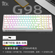 RK98 G98三模无线机械键盘100键RGB混光热插拔客制化笔记本电脑 RK G98-白侧【混光-三模热插拔】 RK青轴【轻脆段落轴】