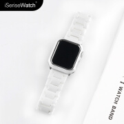 iSeriseWatchApple Watch9表带苹果手表10代8/6表带iwatch7金属陶瓷链式表带潮流 白色（蝴蝶扣）+白银壳 49MM(Ultra)配壳膜