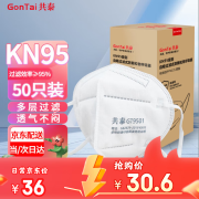 共泰KN95防尘口罩 防工业灰粉尘防雾霾PM2.5 防飞沫 GT9501 50只