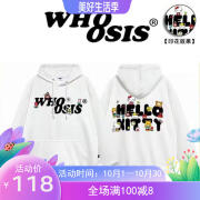 WHOOSIS不知其名秋冬季联名Hello Kitty连帽卫衣男女宽松情侣加绒 白色连帽带绳【Kitty】加绒510克 XL 三标齐全