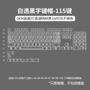 锐蚁爱菲透明键帽机械键盘键帽透光OEM客制化键帽60/68/75/98/104键 白色透明[盒装]黑字符115键-OEM