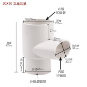 云多米PVC50地漏移位器洗衣机下水移位 圆扁弯头椭圆管扁管配件 50*30立扁三通