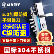 威龙原子门锁大门304不锈钢把手防盗门锁通用锁家用锁木门锁机械门锁套装 [上门安装]方舌整套