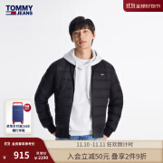 TOMMY JEANS男装美式休闲绗缝轻暖棒球领飞行员羽绒服夹克外套78J6186 黑色BDS S