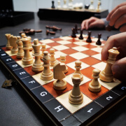 博圣棋礼磁性国际象棋 波兰款实木手工棋子双后 便携折叠儿童成人随身携带