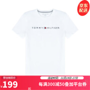 TOMMY HILFIGER汤米 希尔费格T恤短袖男士夏季百搭时尚字母LOGO圆领Z奢侈品潮牌 110白色【欧美版偏大2码】 L