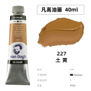 荷兰VAN GOGH凡高油画颜料66色梵高油画颜料专业级油彩油画色单支木盒套装 227土黄（40ml）S1