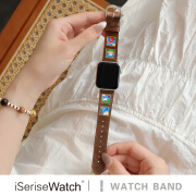 iSeriseWatch【原创设计】iserisewatch适用iWatchs10代表带苹果手表s9真皮女款applewatch8秋冬复古SE小狗插画 油纳棕-露营小狗 41MM(7-8代)配壳膜