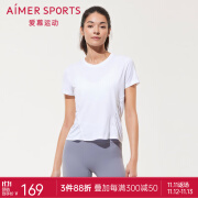 Aimer sports运动上衣女瑜伽短袖T恤AS143R41 珍珠白1AD 165