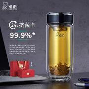 希诺（HEENOOR）抗菌玻璃杯鹅蛋男女高档送礼水杯便携双层防烫杯子带滤网车载茶杯 1917-280ml-紫罗兰-带防伪码