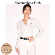 ABERCROMBIE & FITCH女装 24秋季新款经典小麋鹿辣妹打底衫亨利式长袖T恤KI139-4667 乳白色 M (165/96A)