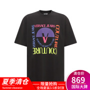 VERSACE JEANS/范思哲24夏季新款印花短袖T恤时尚休闲圆领上衣潮 899黑色 S