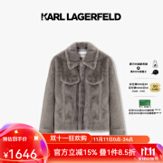 Karl Lagerfeld卡尔拉格斐2024冬季新款皮夹克老佛爷男装1K1D70720863 浅灰色 L