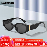 浪特梦（Latemon）周翊然同款太阳眼镜男大框墨镜女偏光潮T30145 T30145-A-亮黑镜框单灰镜片