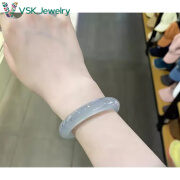 VSK冰种飘花翡翠手镯高端色女款真玉扁条高冰蓝水天青色镯子 52mm-53mm一般80多斤