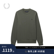 Fred Perry男士休闲卫衣24冬季条纹袖边圆领套头麦穗M7535 GRX/绿色 M