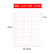 米字格宣纸书法专用纸半生半熟带格子的纸练习用纸写毛笔字练习纸练字纸初学者软笔加厚生宣作品纸毛边纸套装 6cm*12格*100张【共1200格】 半生半熟米字格【初学】