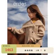 ERDOS KIDS鄂尔多斯童装秋冬翻领抽条儿童开衫外套韩版女羊绒衫 燕麦 140cm