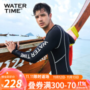 WATERTIME水母衣潜水服 男浮潜服全身防晒防水母防寒泳衣连体长袖冲浪服 男款 黑色 36(L码身高175腰围80)cm