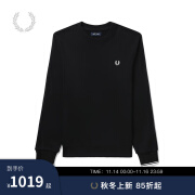 Fred Perry男士休闲卫衣2024冬季条纹袖边圆领套头麦穗M7535 BKX/黑色 M