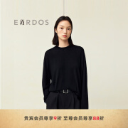 ERDOS【刘雯联名系列】LIUWEN×ERDOS 撞色设计精纺圆领长袖针织衫 黑 175/92A/XL