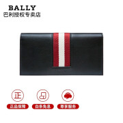 巴利（BALLY）钱包新款男女通用手拿长款牛皮钱包简约红白条纹节日送礼 6231961 黑色