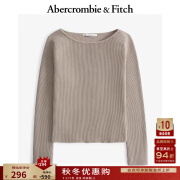 ABERCROMBIE & FITCH女装 24秋冬新款辣妹简约船领百搭毛衣长袖针织衫KI150-4258 棕褐色 XS (160/84A)