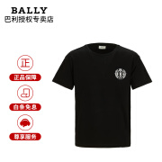 巴利（BALLY）父亲节礼物纯棉短袖男24春夏男士黑色印花T恤半袖6305677 黑色 S