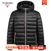 TB BROWIN汤姆TB轻薄羽绒服男士2024新款情侣冬季保暖轻便休闲短款连帽外套 黑色 S