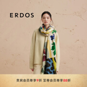 ERDOS【纯羊绒】 24冬季双层起毛双面印花保暖加厚流苏女士披肩围巾 香草白 180cmX70cm