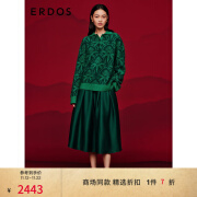 ERDOS【礼物系列】冬季翻领复古慵懒随性宽松休闲女套衫羊绒衫 祖母绿 165/88A/L