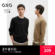 GXG男装 多色基础款低领毛衣圆领线衫打底衫男毛衫 24年秋季新品 黑色 175/L