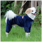 涵瑶伊笑冬季狗衣服中小型犬加厚保暖棉服狗狗四脚衣宠物衣服可牵引 皮标宝蓝色四脚衣 M（建议体重5-8斤内）